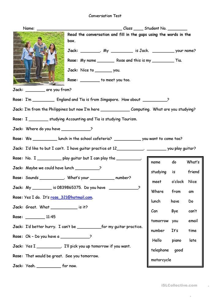  Speaking Worksheet