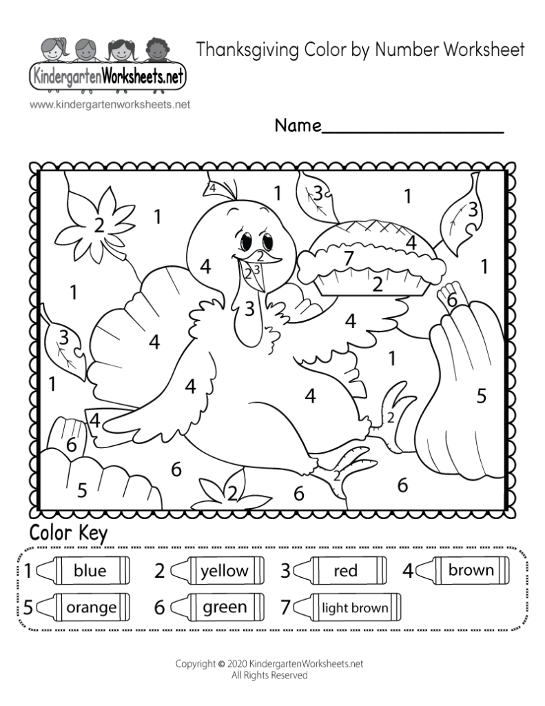 Thanksgiving Color By Number Worksheet Free Printable