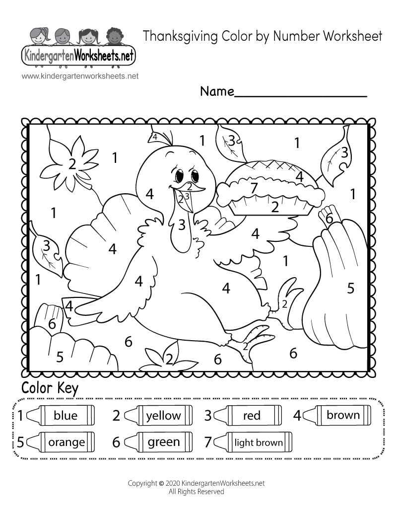 Thanksgiving Color By Number Worksheet Free Printable 