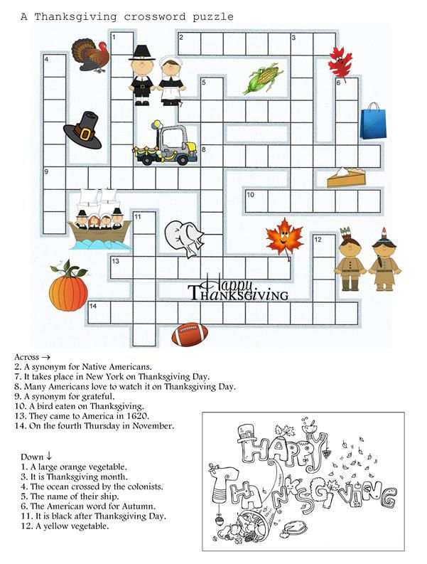 Thanksgiving Crossword 1 In 2020 Thanksgiving Crossword 