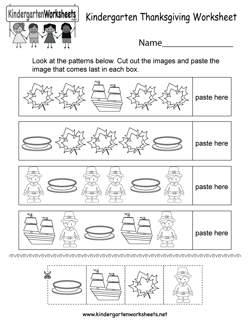 Thanksgiving Worksheet Free Kindergarten Holiday 