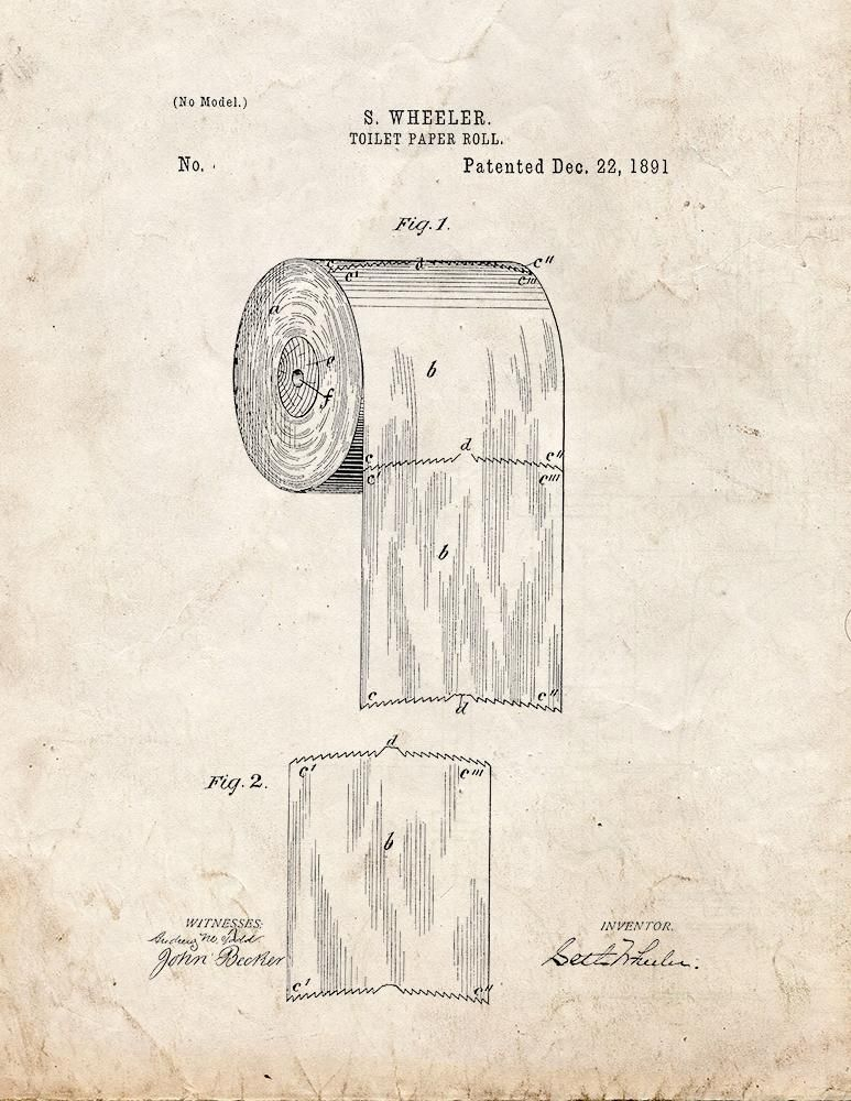 Toilet Paper Roll Patent Print Patent Prints Toilet 
