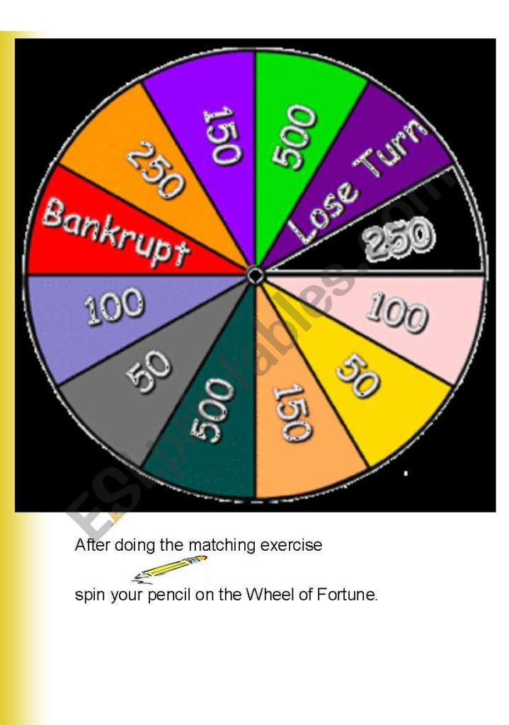 WHEEL OF FORTUNE ESL Worksheet By Appleaday | FreePrintableTM.com