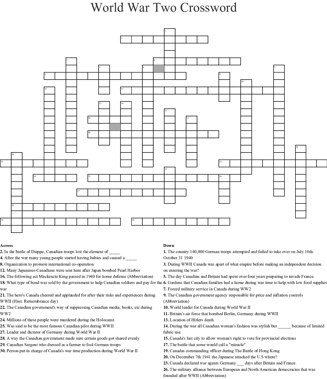 World War Ii Word Search Wordmint Wwii Crossword 