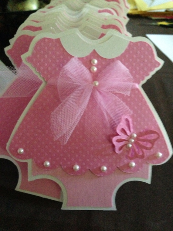 Baby Shower Pink Dress With Butterfly Detail Invitation 25