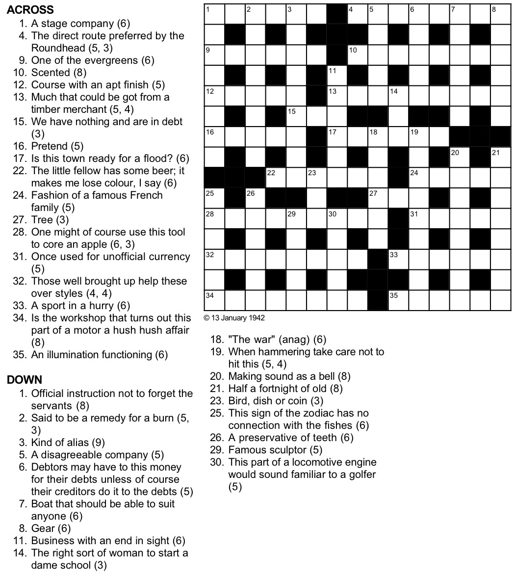 Free Printable Cryptic Crosswords Australia