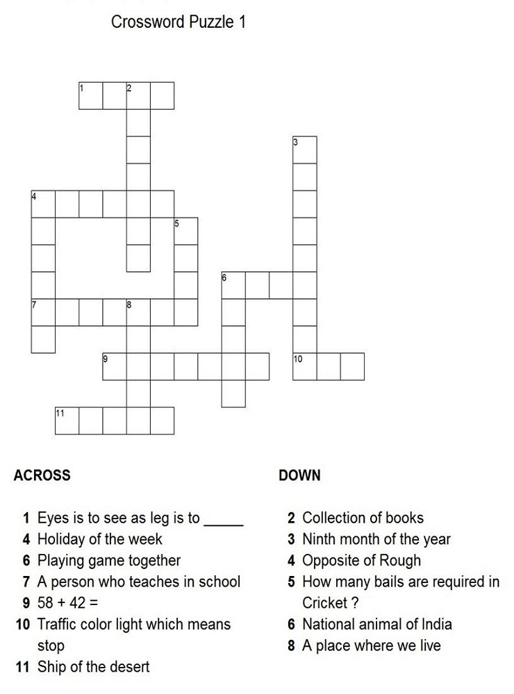Children s Crossword Puzzles Activity Shelter
