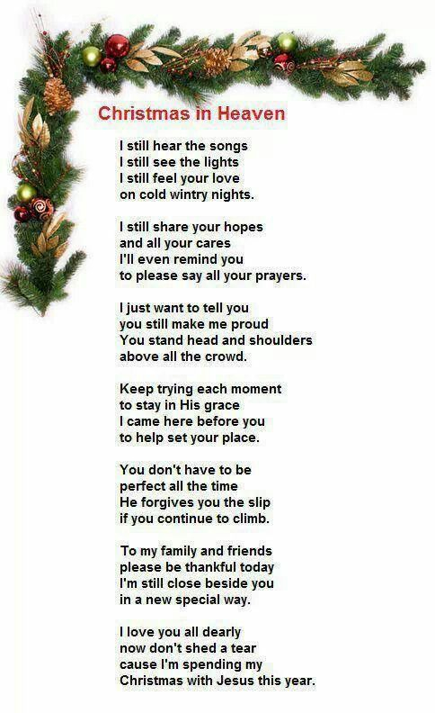 Christmas Prayer From Heaven Christmas In Heaven 