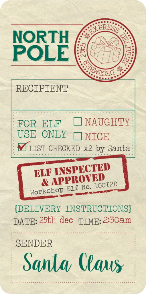 Christmas Tag Santa Label Special Delivery Printable 