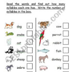 Count The Syllables Animals Worksheets 99Worksheets