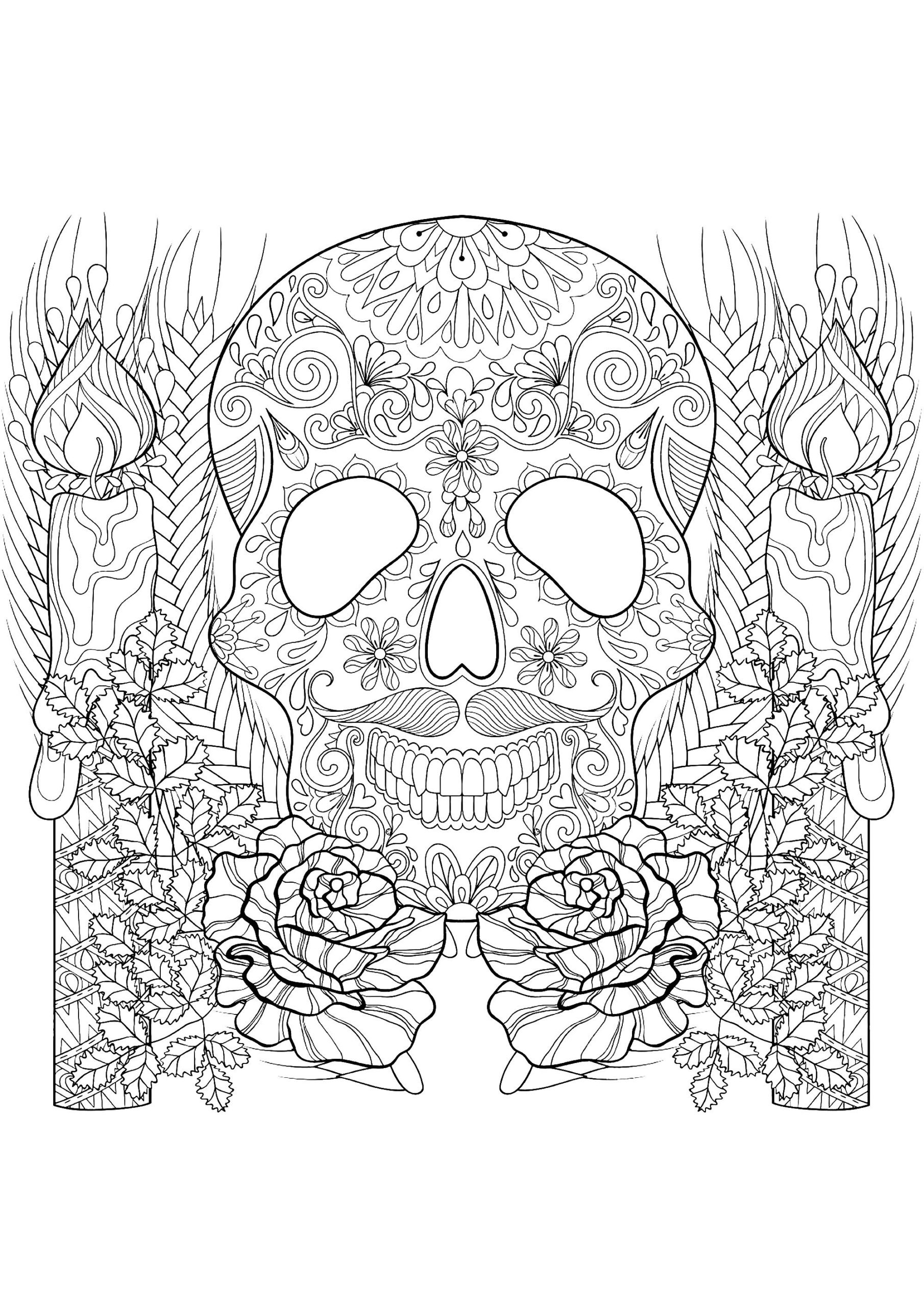 Cr ne Et Bougie Coloriage Halloween Coloriages Pour 