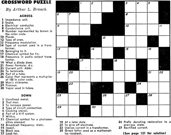 Crossword Puzzle November 1957 Popular Electronics RF Cafe