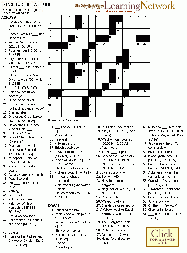 Crosswordpuzzle Latitude And Longitude The New York Times 