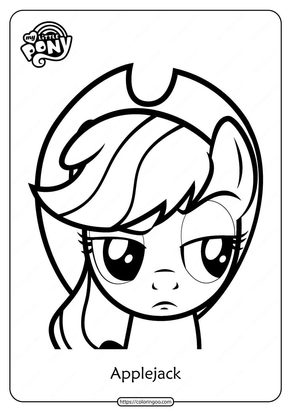 Free Printable MLP Applejack Head Coloring Page