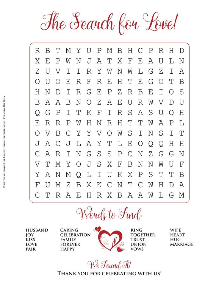 Free Printable Valentine s Day Or Wedding Word Search 