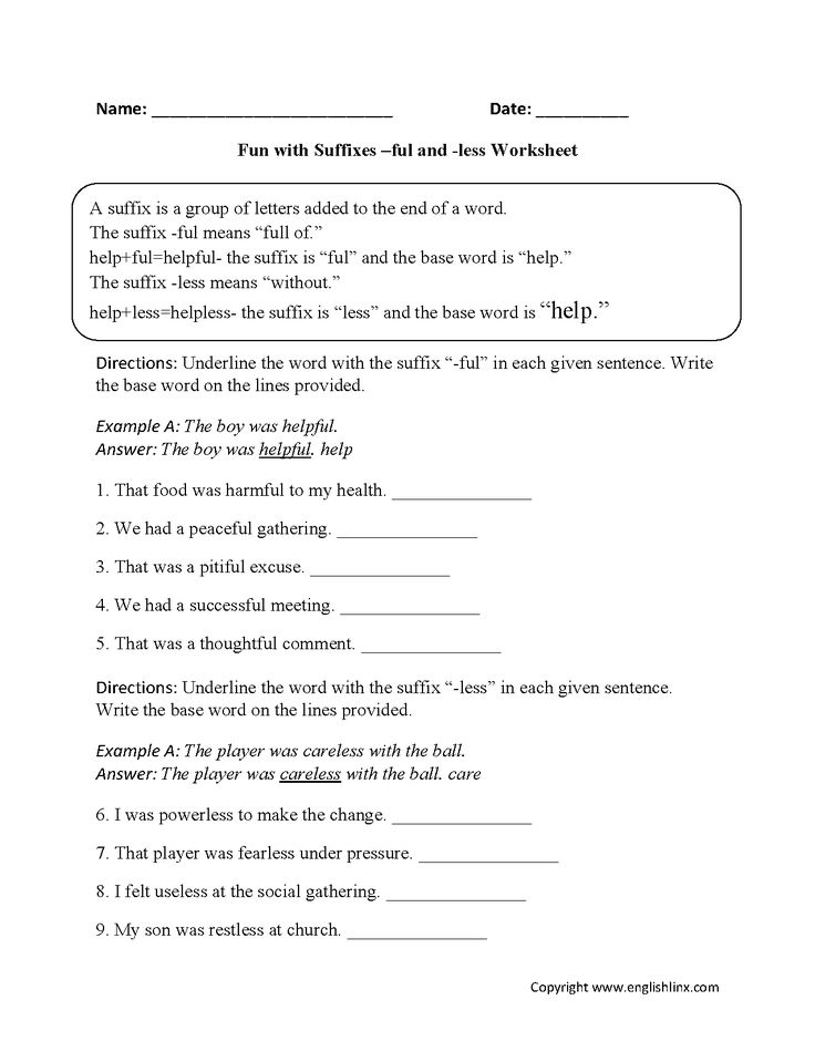 Fun With Suffixes ful And less Worksheets Suffixes 