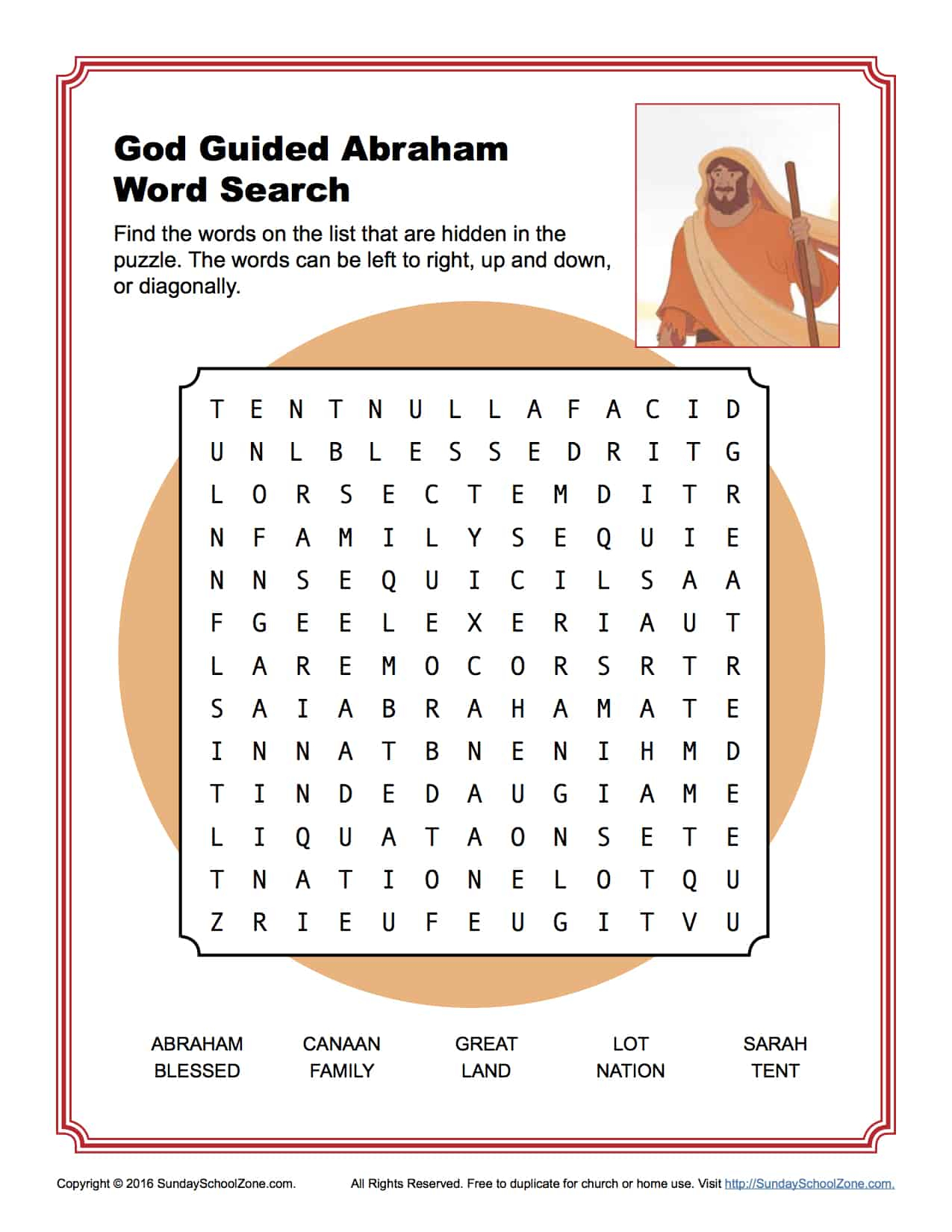 God Guided Abraham Word Search Children s Bible 