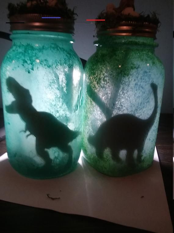 Mason Jar Dinosaur Luminary Night Light 