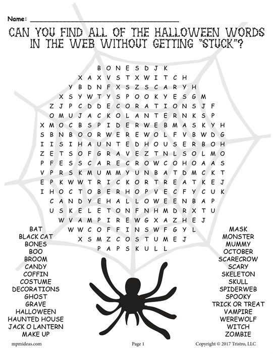 Printable Halloween Word Search Halloween Words 