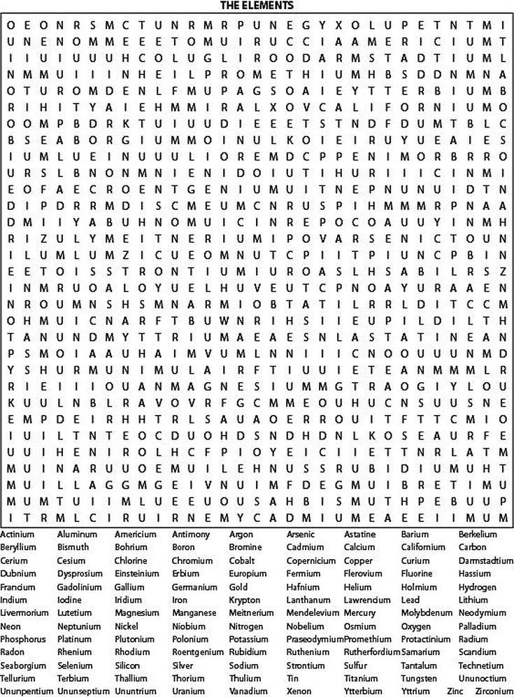 Review The Periodic Table With A Fun Element Word Search 