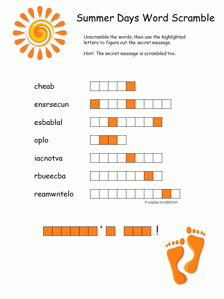 Summer Word Scramble