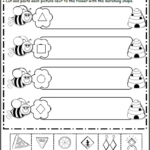 Sweet Bee Shapes Free Kindergarten Shapes Worksheet