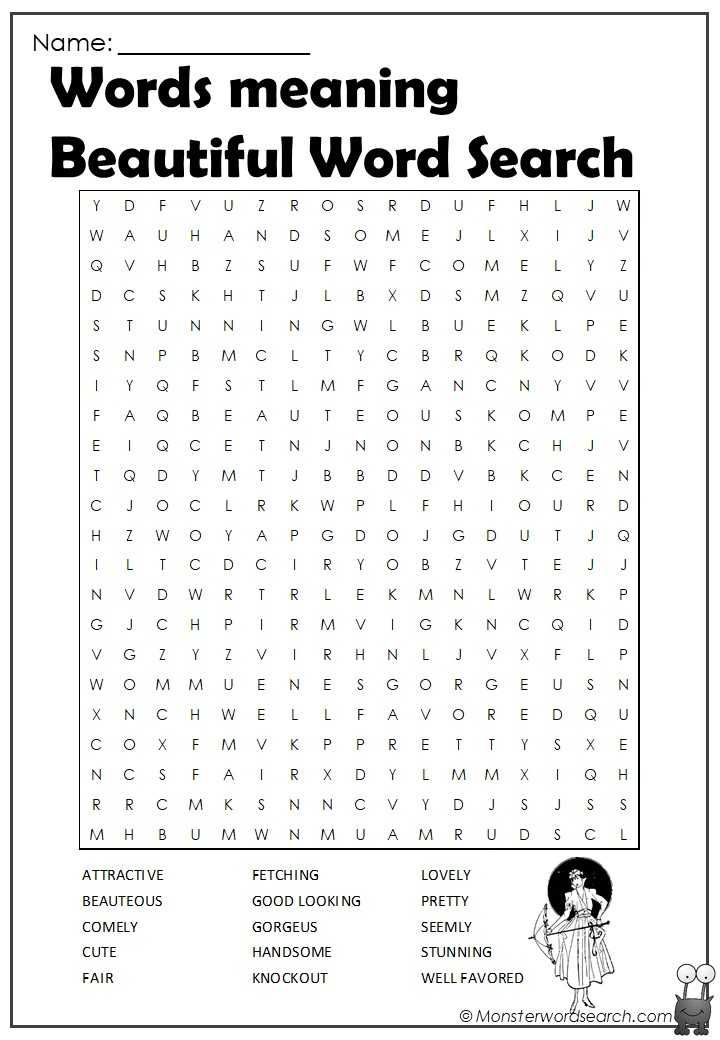 Words Meaning Beautiful Word Search Words Meaning 