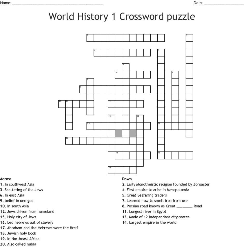 World History 1 Crossword Puzzle Wordmint Word Search 