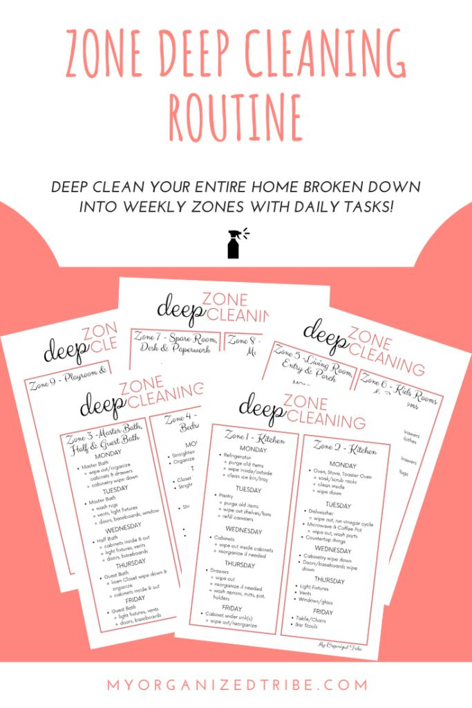 Zone Deep Cleaning Routine Free Printable My Organized