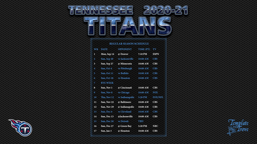 2020 2025 Tennessee Titans Wallpaper Schedule