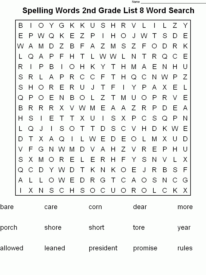 2nd Grade Word Search Best Coloring Pages For Kids