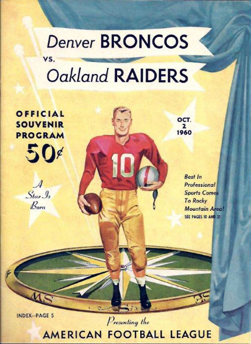 AFL Program Denver Broncos Vs Oakland Raiders October 2 