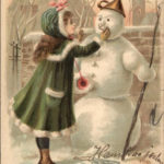 Christmas Girl With Snowman Snowmen