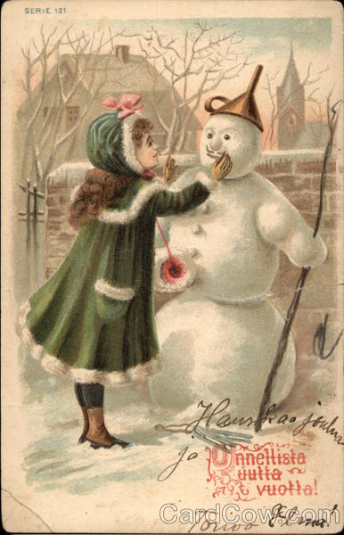 Christmas Girl With Snowman Snowmen