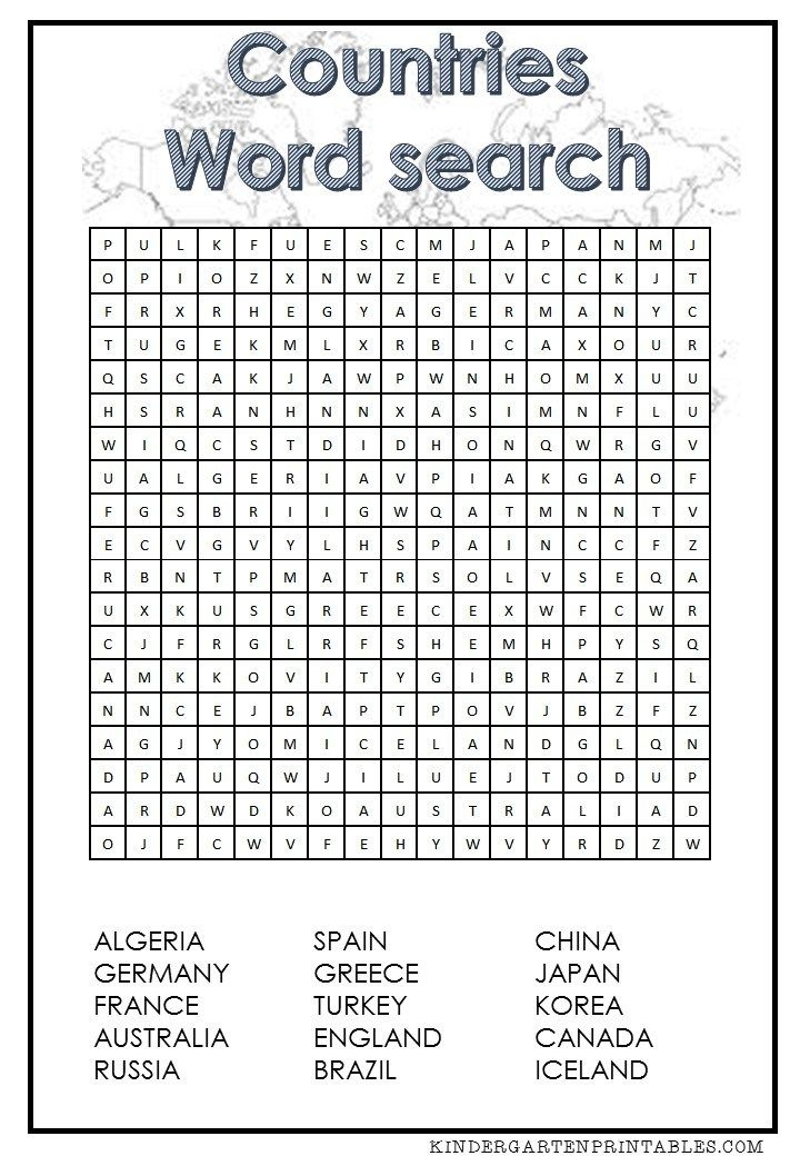 Countries Word Search Free Printable Childrens Word 