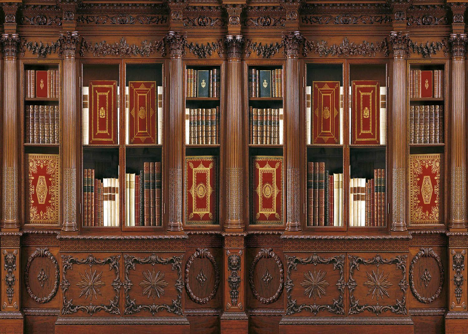 Dolls House Victorian Wallpaper Library Books Mural 