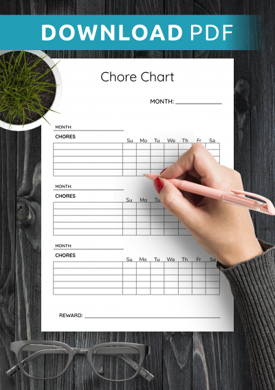 Download Printable Simple Monthly Chore Chart Template PDF