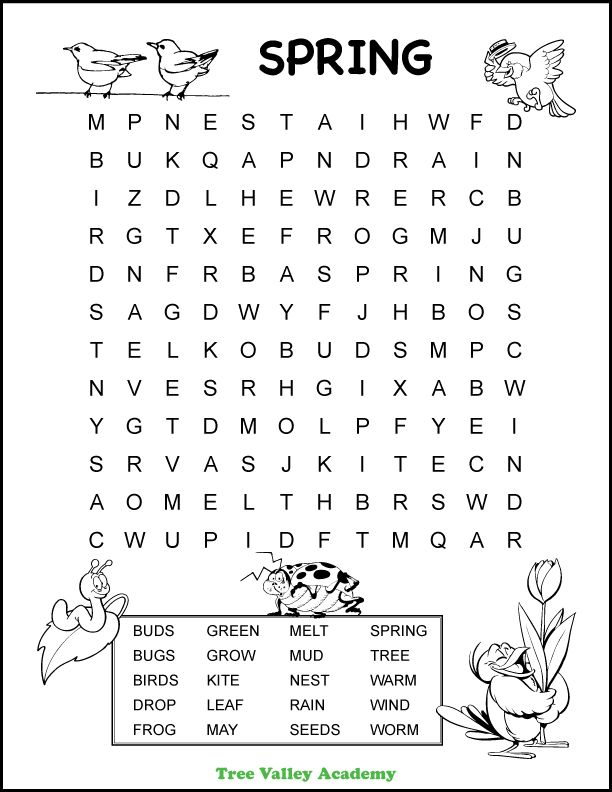 Easy Spring Word Search Spring Words English Worksheets 