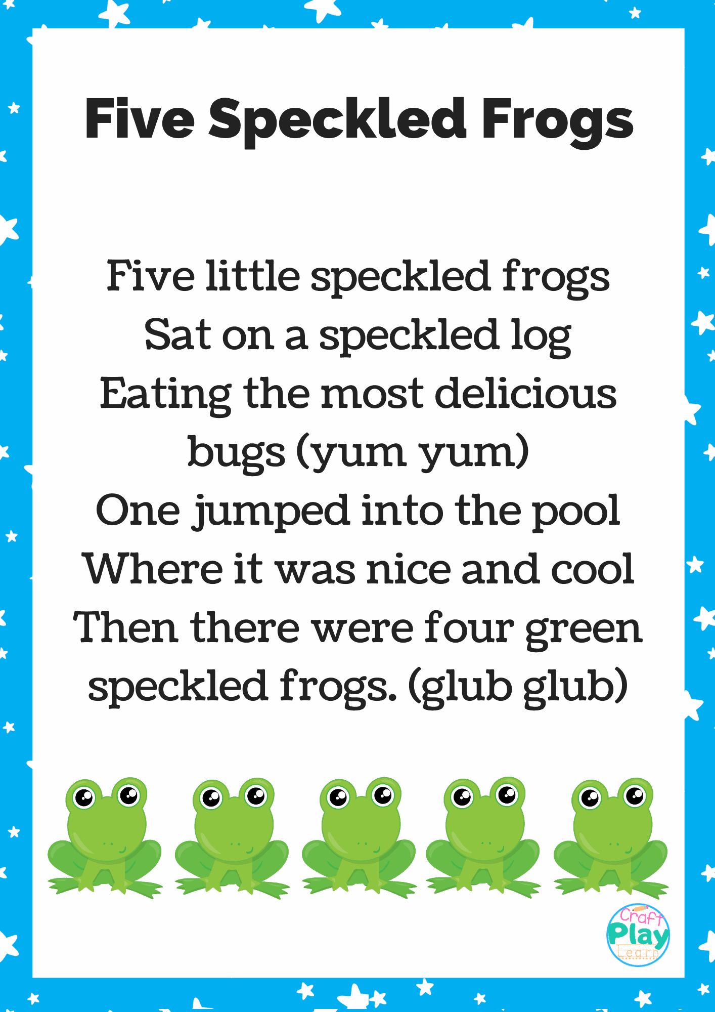 Five Speckled Frogs Printable And Activity Ideas Craft 