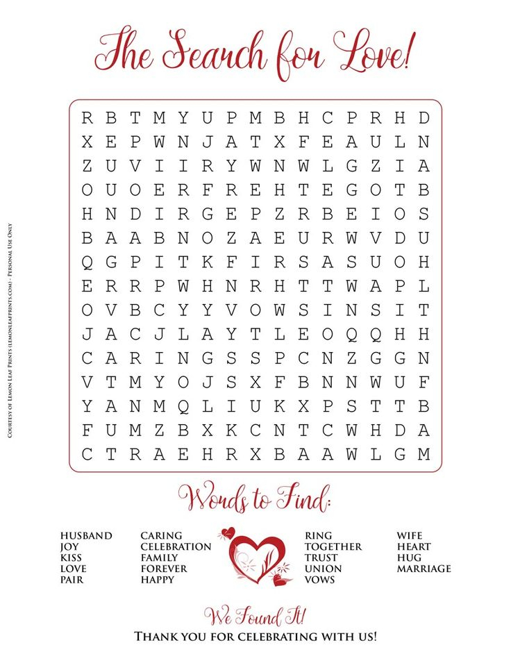 Free Printable Valentine s Day Or Wedding Word Search 