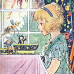 LITTLE GIRL Having Breakfast With Fairies Lovely Vintage