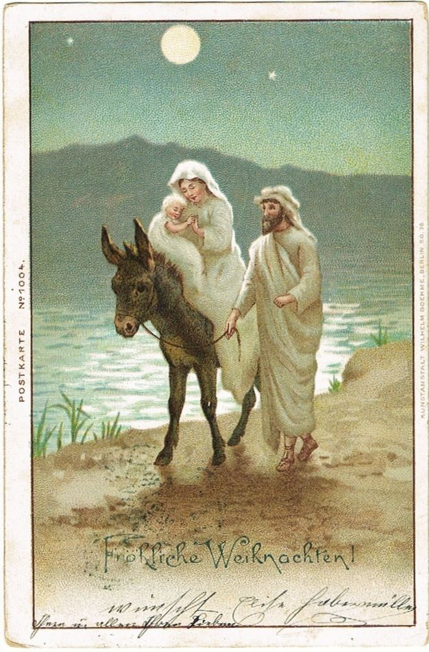 Merry Christmas The Holy Family Vintage Postcard 1900 