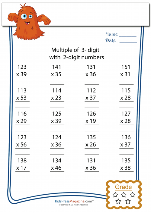 Multiplication Worksheet 3 Digit By 2 Digit 4 