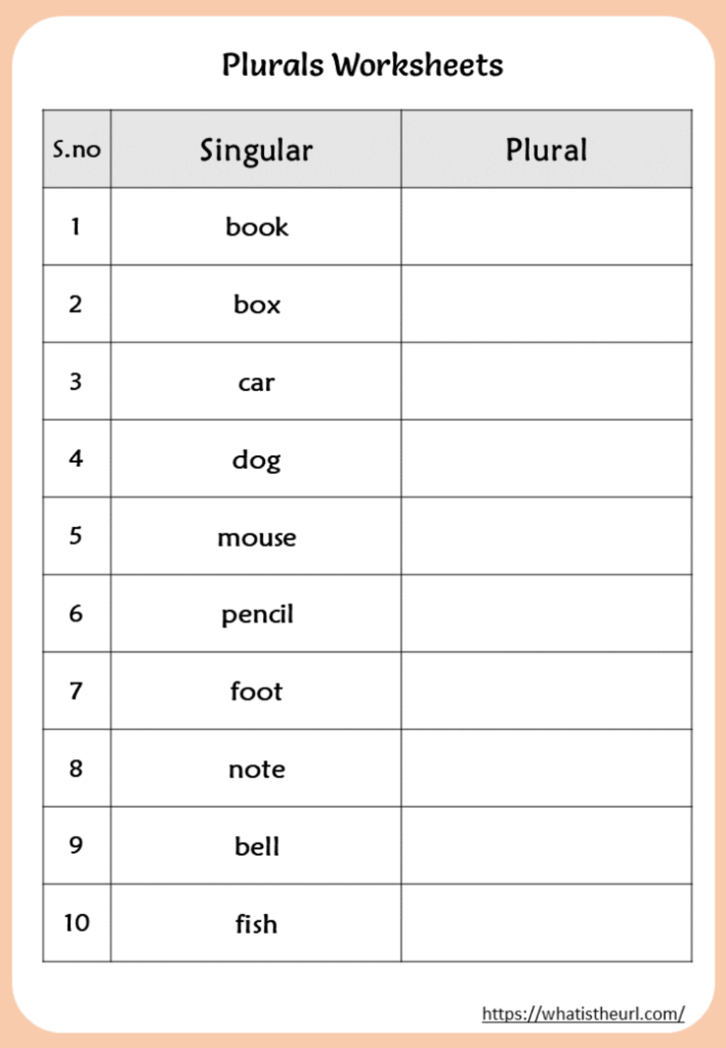 Plurals worksheet for grade 1 Your Home Teacher