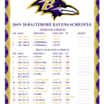 Printable 2019 2020 Baltimore Ravens Schedule