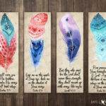 Printable Christian Bookmarks Watercolor Feather Bible
