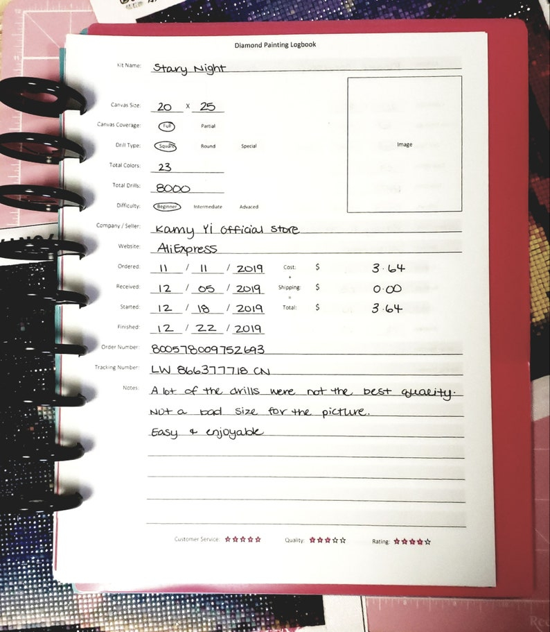Printable Diamond Painting Log Book PDF Etsy