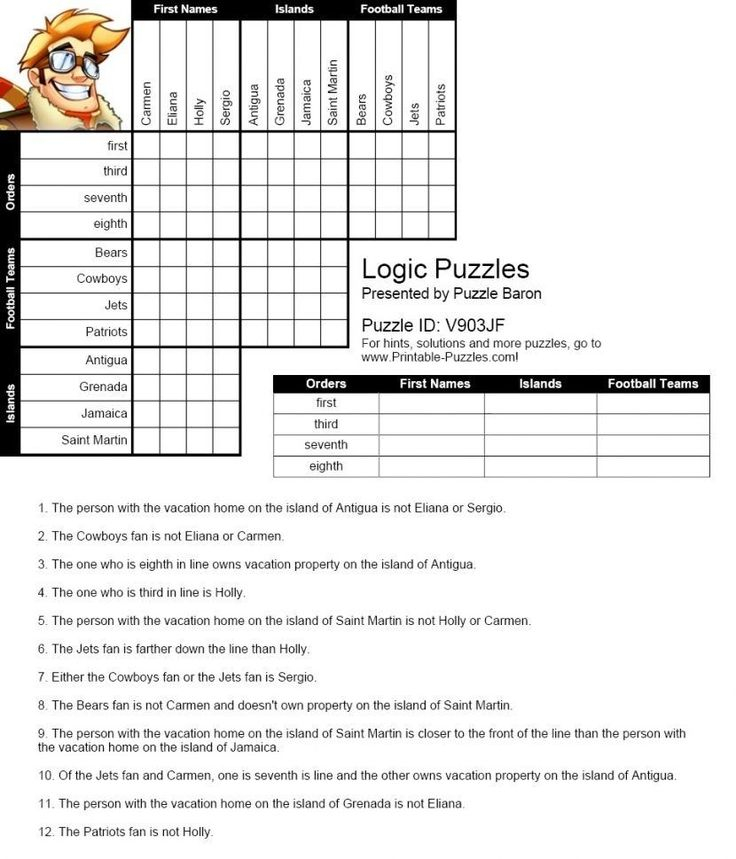 Printable Logic Puzzles For Elementary Students Maths 