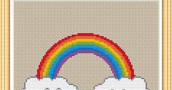 RAINBOW AND CLOUDS FREE AND EASY PRINTABLE CROSS STITCH 
