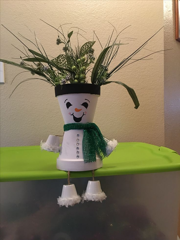 Terra Cotta Snowman Christmas Decorations Planter Pots